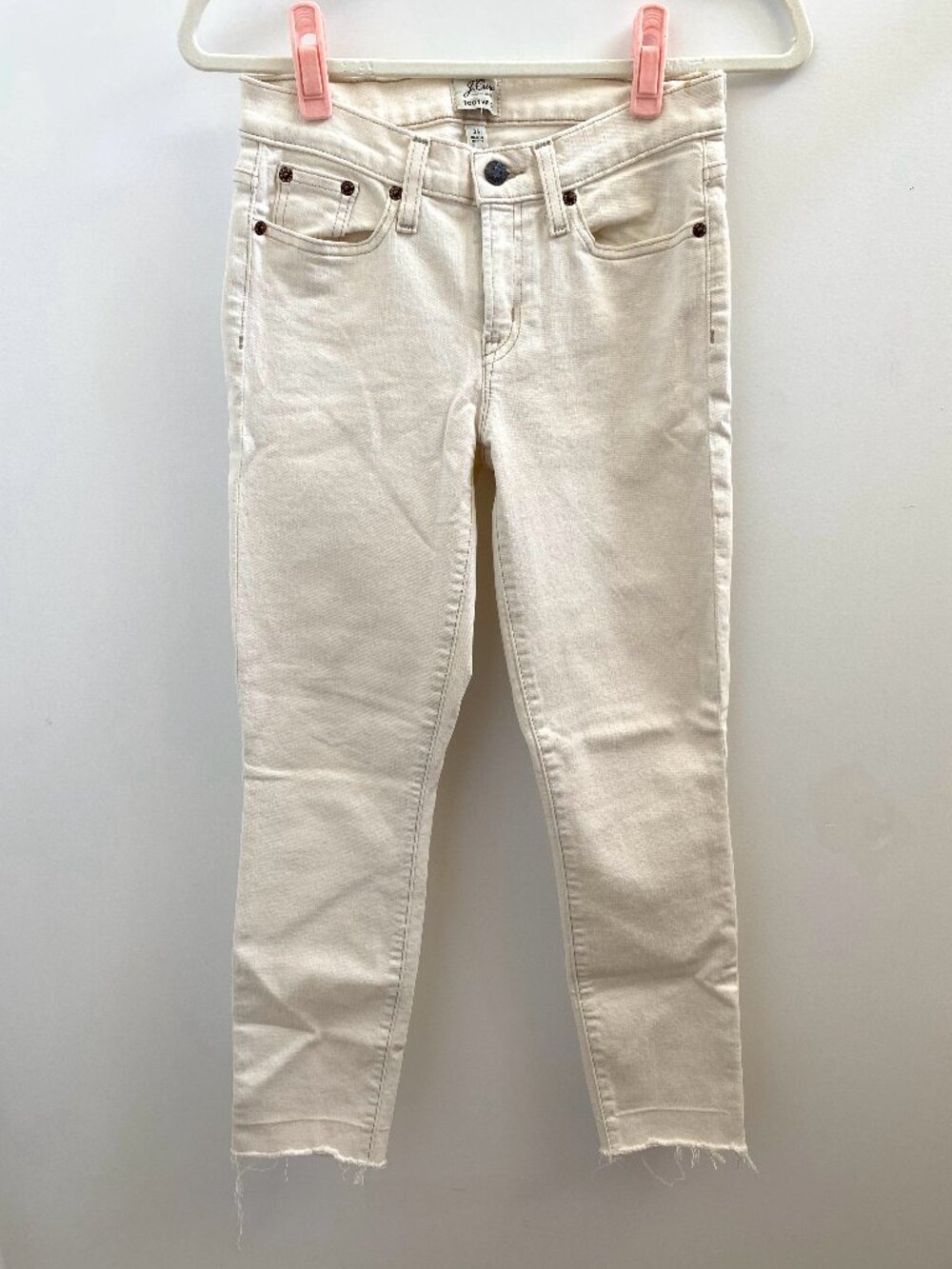 J. Crew Off-White Toothpick Raw Hem Jeans Size 26